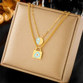 Punk Gold Plated Titanium Steel Lock Pendant Necklace Hip Hops Stainless Steel Lock Necklace for Party