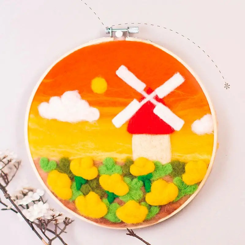 CHENISTORY DIY Wool Felting Painting Embroidery Frame Handmade Needle Wool Painting Picture Home Decors Crafts Canvas