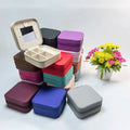 Wholesale Portable Zipper PU Leather Travel Jewelry Organizer with Mirror Square Jewelry Gift Box for Earrings and Necklace