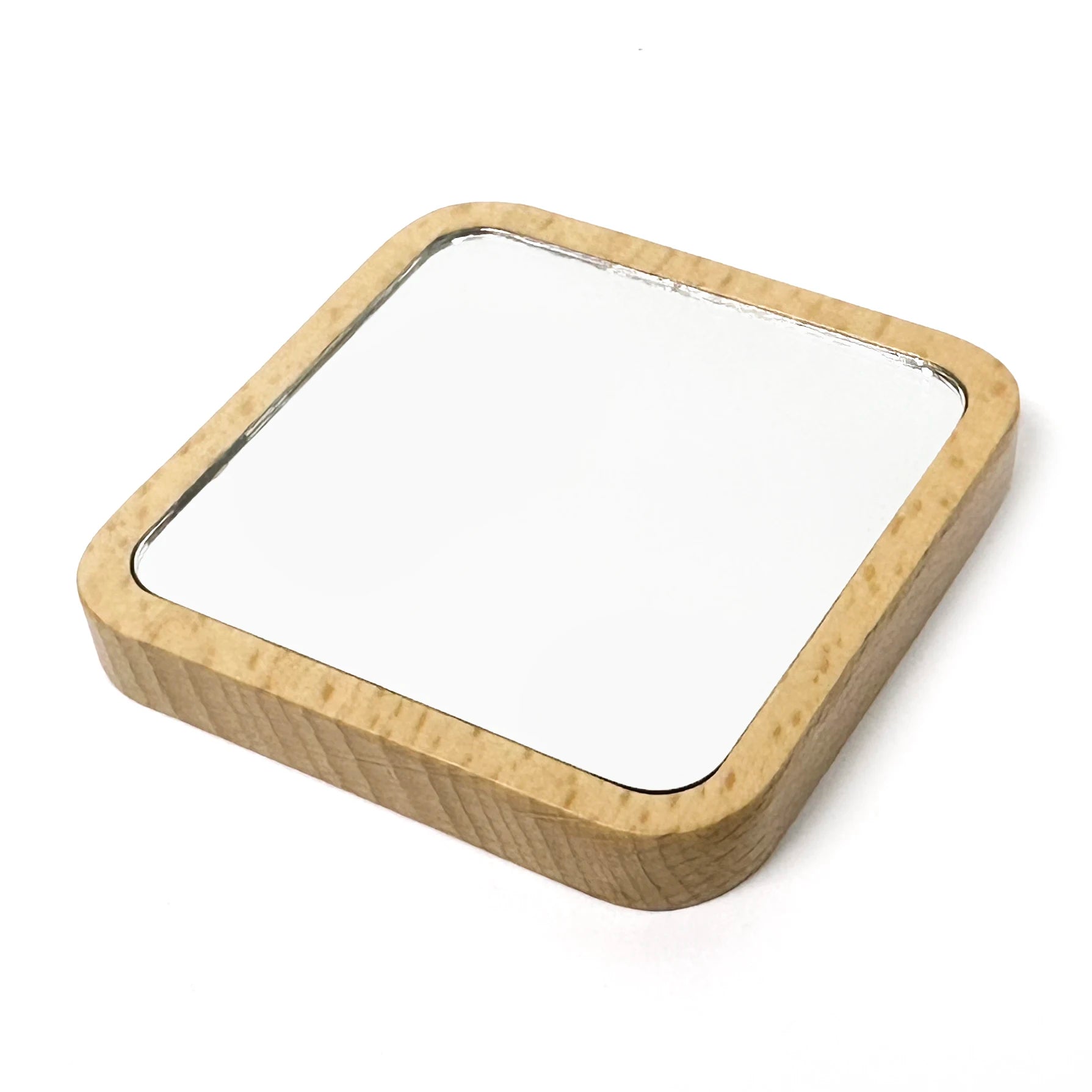 Wooden Makeup Mirror Wood Square Compact Mirror Environmental Friendly Material Pocket Mirror