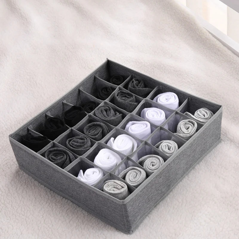 24 Grid Foldable Fabric Storage Box for Drawer Organizer Household Sock and Underwear Separated Storage Organizer Boxes