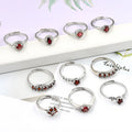 Gem Stone Exquisite 5mm Brass Crystal Rings Natural Gemstone Garnet Crystal Ball Ring