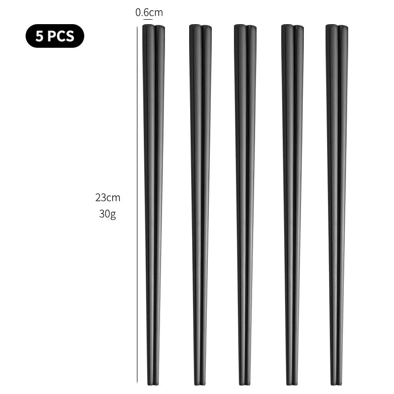 Good Quality 304 Stainless Steel Chopsticks Titanium-Plated Black Chopsticks Hotel Household Square Chopsticks