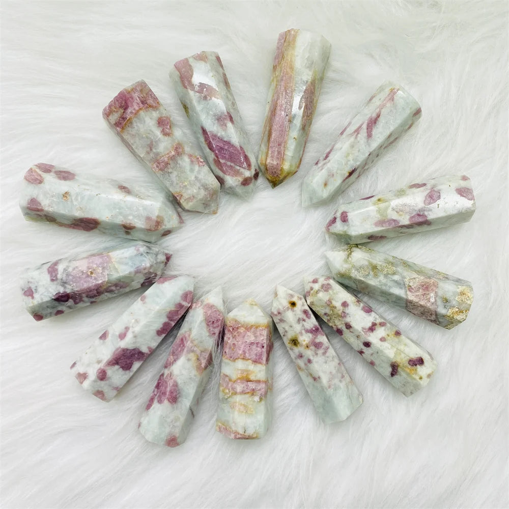 Hot Sale Nature High Quality Healing Crystal Stone Pink Tourmaline Crystal Point Wand Tower for Home Decoration