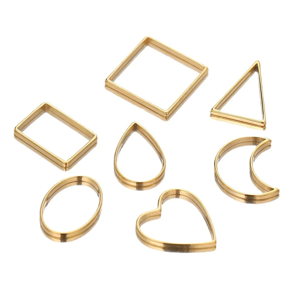 Hot Sale  Stainless Steel Jewelry Accessories Wholesale Oval Heart Star Moon Square Drop Triangle Rectangle Shape Charms