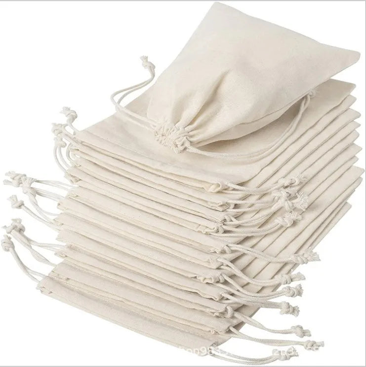 Muslin Drawstring Pouch Bag in Stock Jewelry Package Cheap Price Cotton Biodegradable Screen Printing Promotion Accept Allright