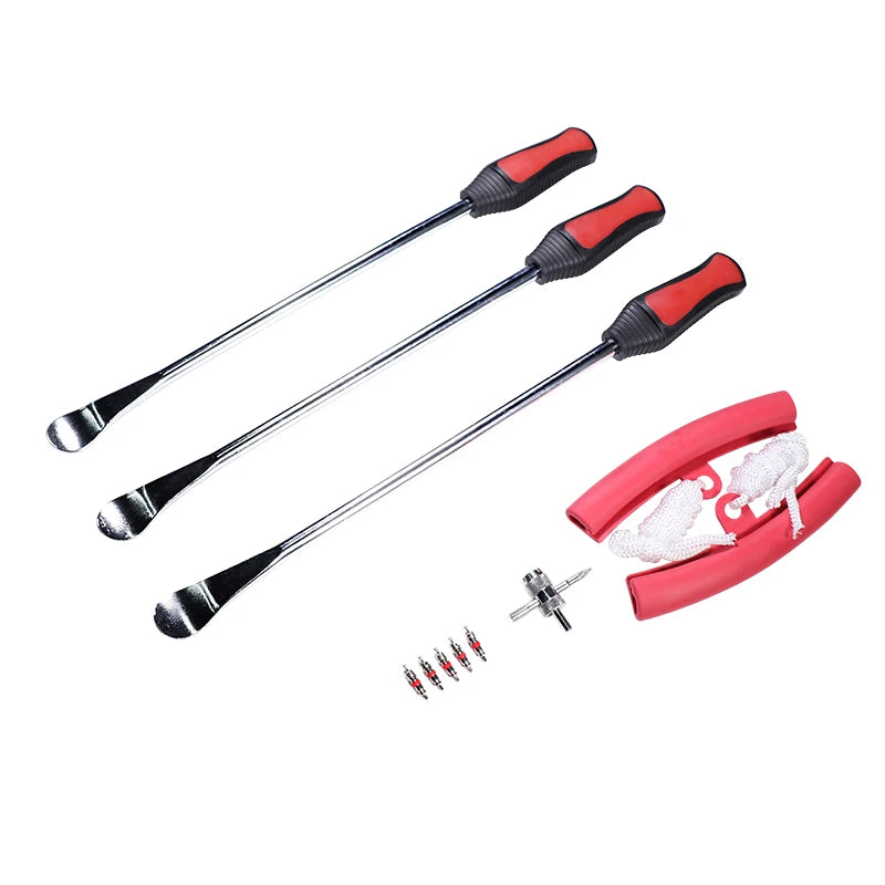 New Image Tire Dismounting Mounting Kit Tyre Spoon Lever Tools Rim Protector Sheaths for Scooter Bike Tire Tools