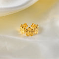Fashion Flower Open 18k Gold Plated Stainless Steel Rings for Women Fine Jewelry Rings