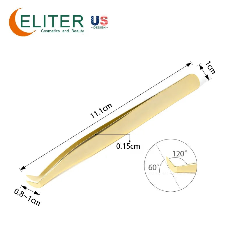 ELITER in Stock Russian Golden Color Eyelash Extension Tweezers Eyelash Tweezer Multi Colour Coated Tweezer/Eyelash Curler