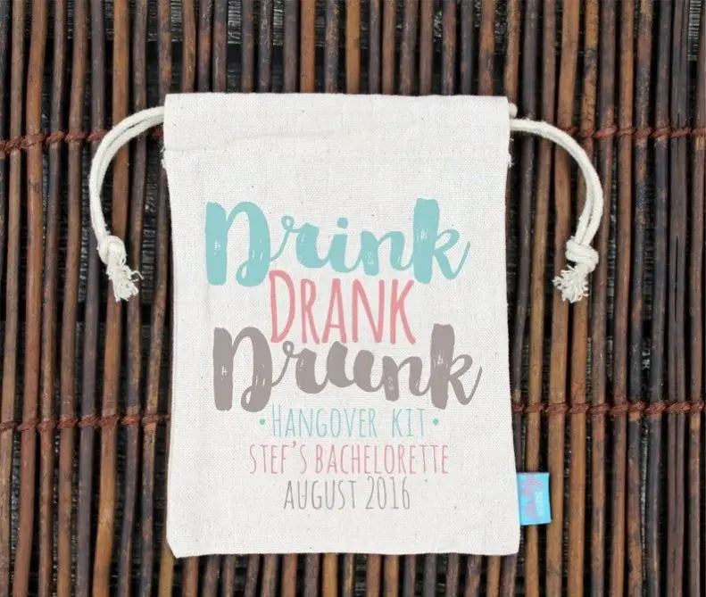 Hangover Kit Bachelorette Party Hangover Kit- Heavy Weight Cotton Canvas Double Drawstring Mini Favor Bags