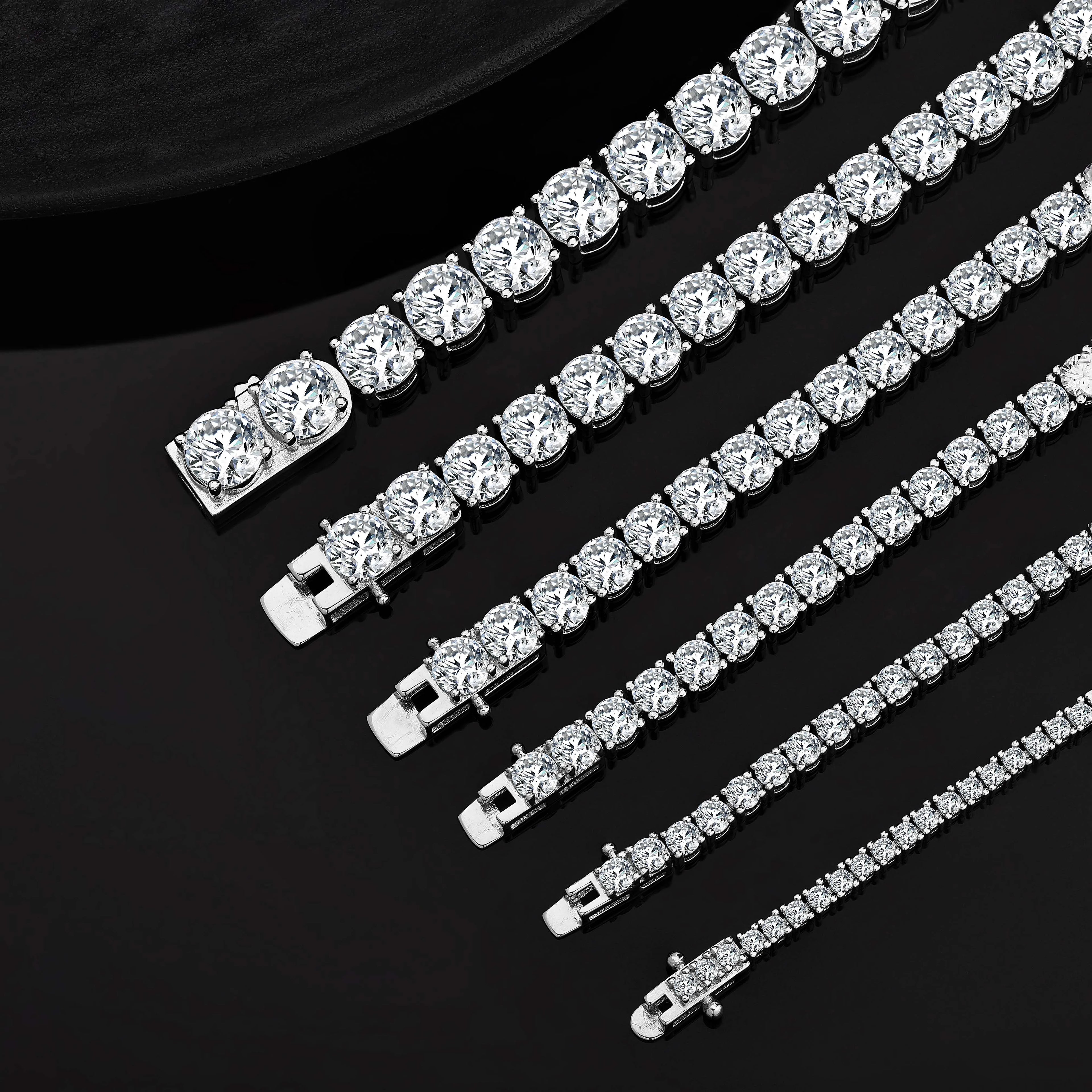 Classic Wholesale 925 Sterling Silver Inlaid with 2-7mm VVS Grade Round Brilliant Cut Moissanite Tennis Bracelet Gift
