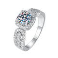 1 Carat D Color VVS1 Rhodium Plated 925 Sterling Silver Engagement Ring Ladies Moissanite Jewelry for Women