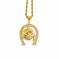 Fatingna Marlary New Arrival Plated Horse Shoe Pendant Waterproof Necklace with Iced Zircon Setting for Parties Gifts Wholesale