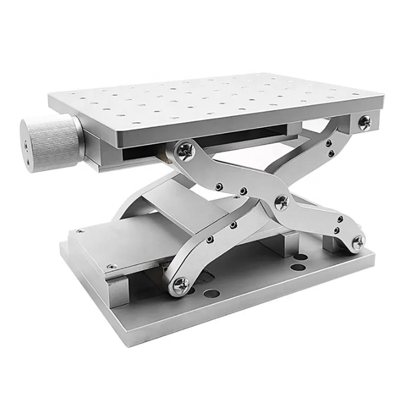 Z-axis Positioning Mobile Aluminum Workbench Manual Scissor Lift Platform Stroke 120MM for Laser Marking Machine