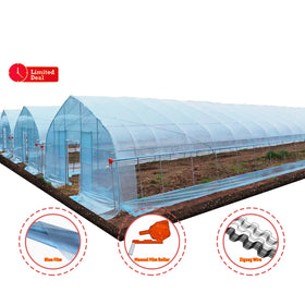 Low Cost Single-Span Hoops Tunnel Arch Pipes Large PE Greenhouse Kit Gable Front Greenhouse for Strawberry Rose