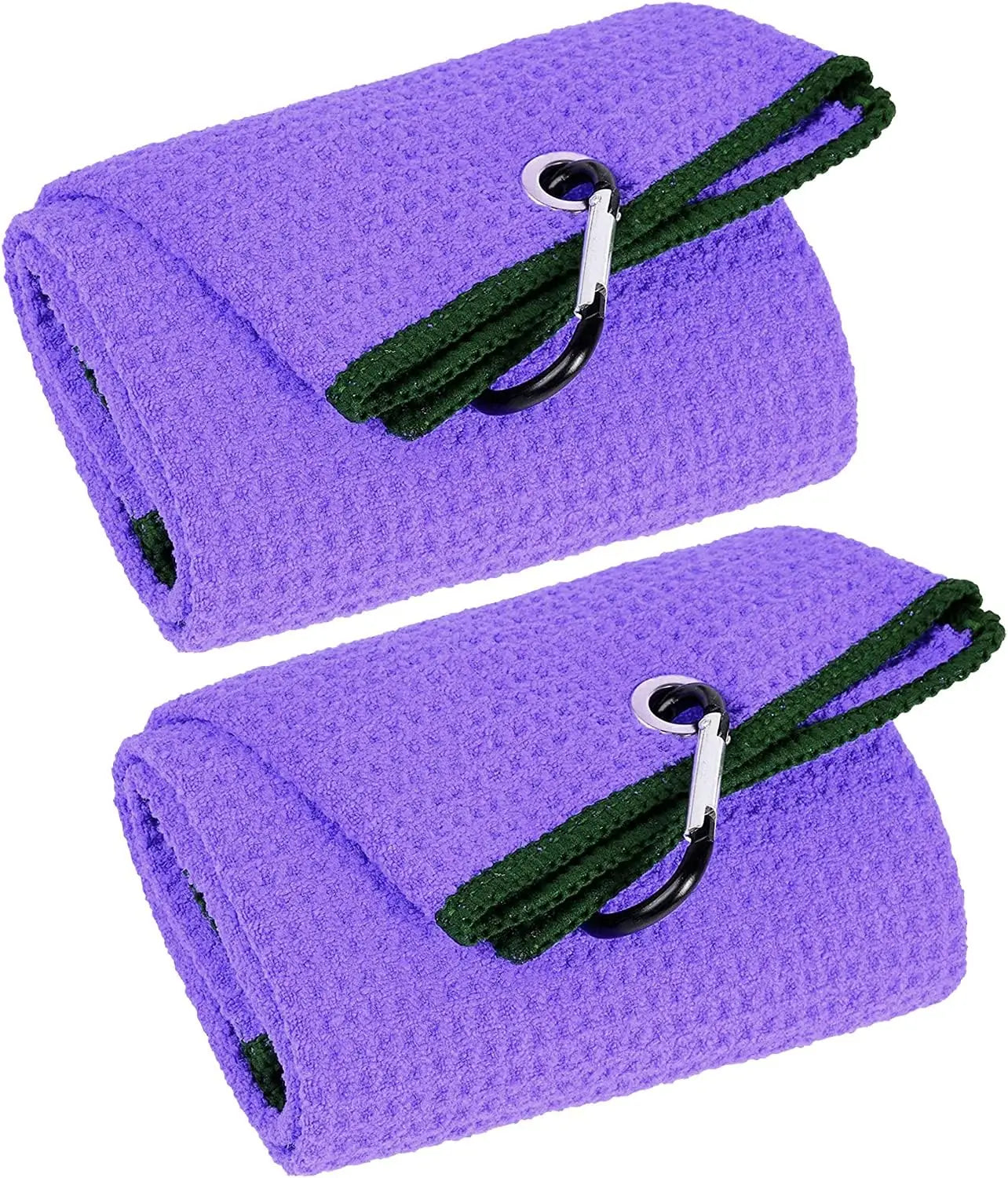 Custom Logo 3-Pack Heavy-Duty Carabiner Tri-fold Waffle Golf Towels Microfiber Sports Towels