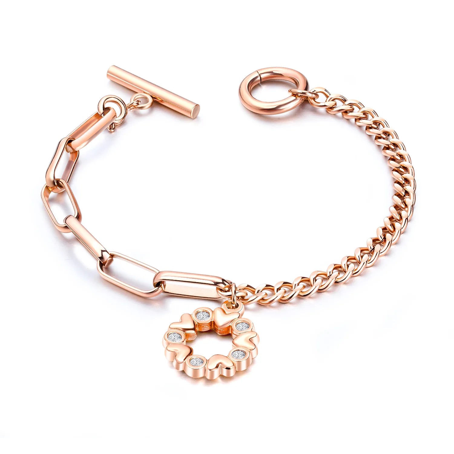 2022 Newest Gold Plated Stainless Steel Link Chain OT Buckle Bracelets