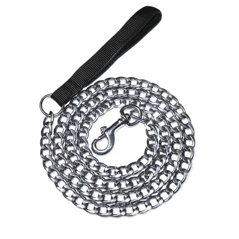 Anti Bite Dog Traction Iron Chain Dog Rope With Foam Anti Strangulation Handle Small Medium and Large Dog Metal Chains