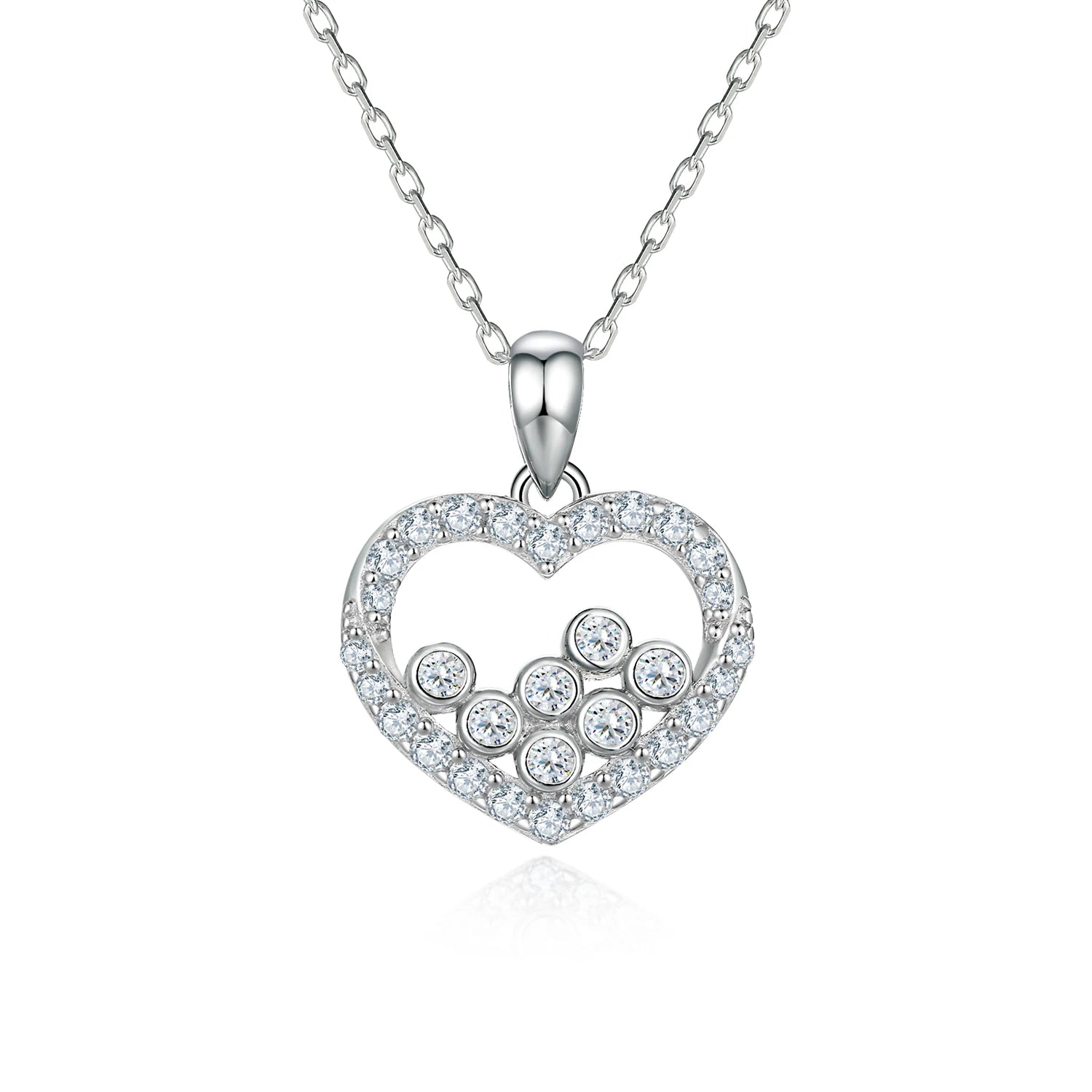 925 Sterling Silver Heart Pendant Necklace Custom Design Fine Jewelry Silver for Woman
