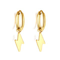 PVD 18k Gold Plated Waterproof Lightning Bolt Charm Huggie Earrings Hypoallergenic Kid's Jewelry Stainless Steel Trendy