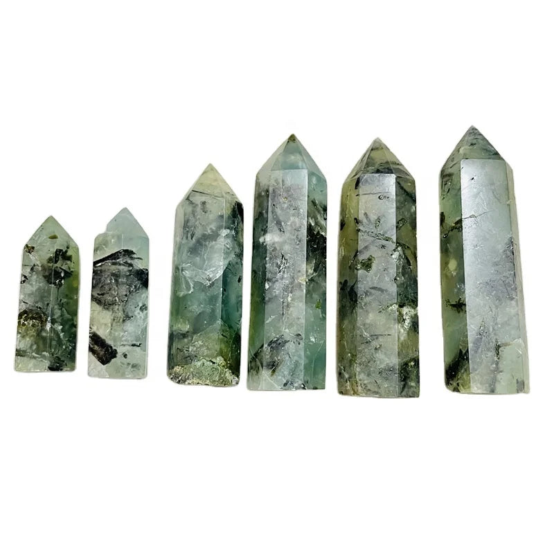 Natural Energy Crystal Stone Tower Healing Green Grape Agate Point for Decoration