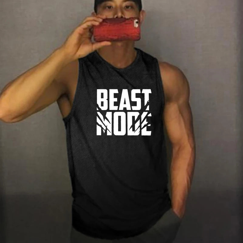 Mens Casual Bodybuilding Fitness Running Top Men Gym Tank Top Mesh Vest Muscle Sleeveless Singlets Workout Sportswear Shirts