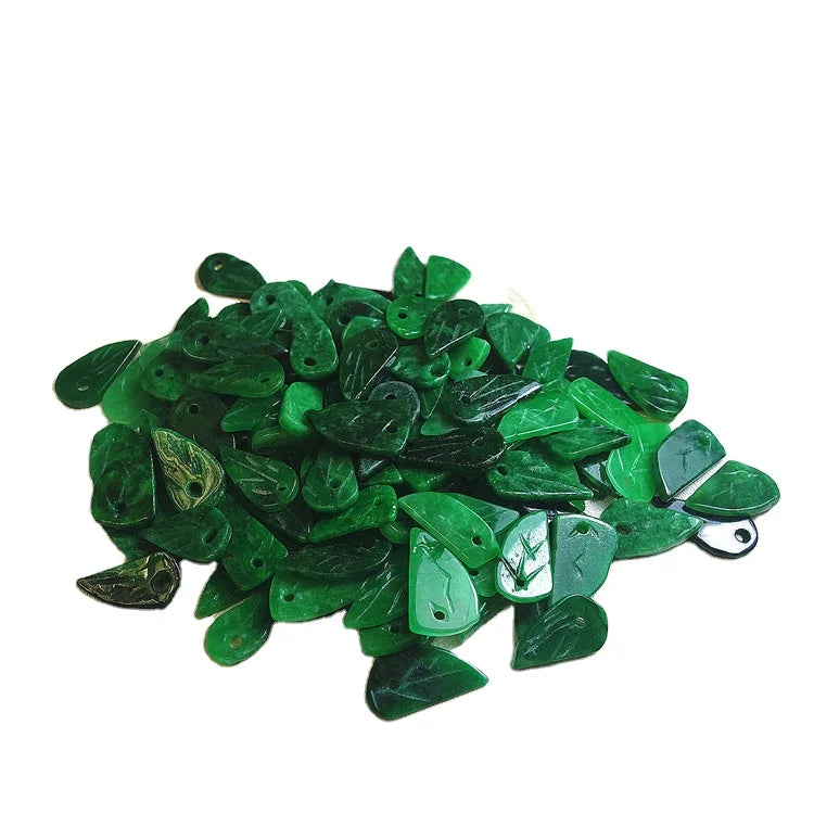 Certified Dry Green Leaves Jade Loose Beads Diy Accessories Bracelet Necklace Waist Chain Jewelry Jade Leaves Loose Beads