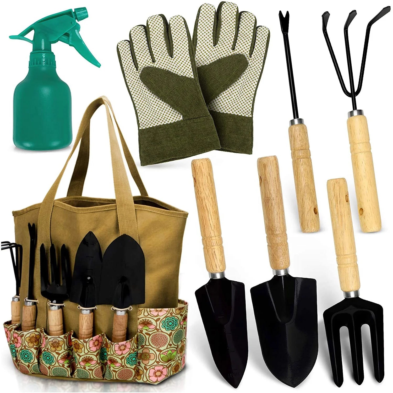 Stainless Steel Garden Tool Set Wood Handle Includes Branch Shear Pickaxe Case Packaging for Mowing Decoration Customizable OEM
