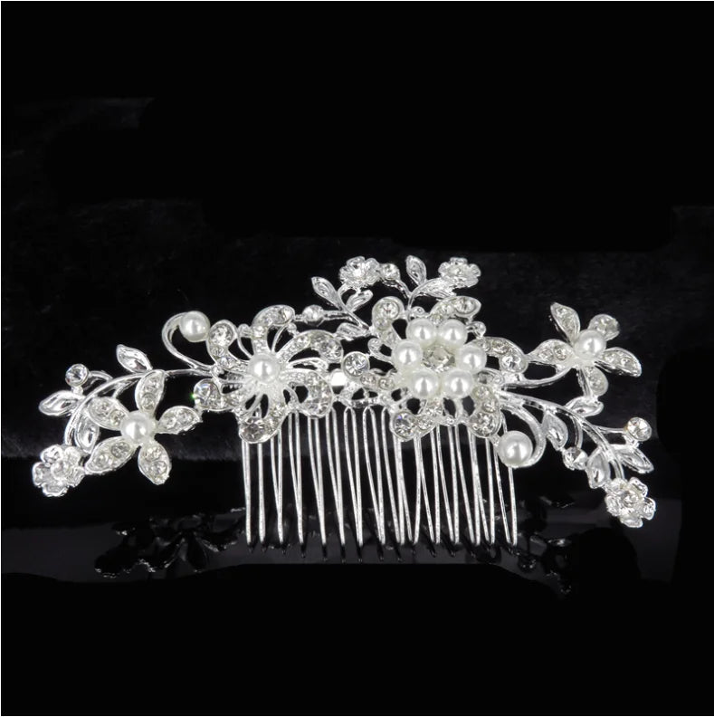 Rhinestone Hair Comb Fashionable Bridal Rhinestone Hair Jewelry Accessories Lady Alloy Pearl Headpiece