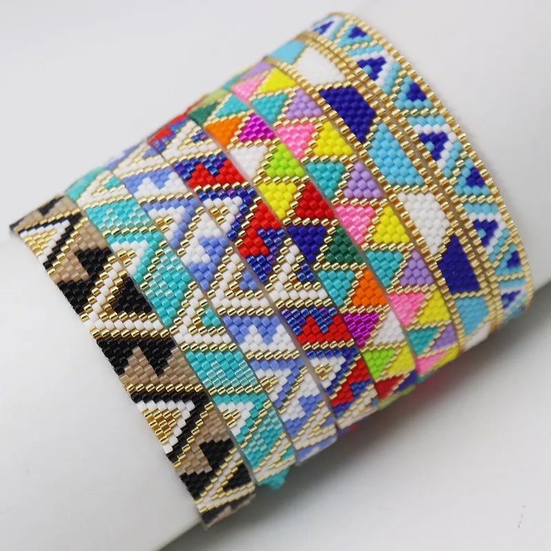 Handmade Bohemian Adjustable Fashion Bracelet Custom Geometric Shape Miyuki Bracelet Gift for Couples Wholesale