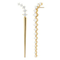 LOZRUNVE 925 Silver 18k Gold Sparkling Diamond CZ Long Oversize Spike Earring for Party Wedding Cocktail