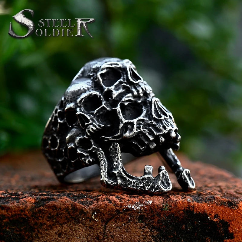 SS8-972R Steel Soldier 2023  New Skull Ring 316L Stainless Steel Jewelry Hip Hop Ring for Men Punk Biker Jewelry