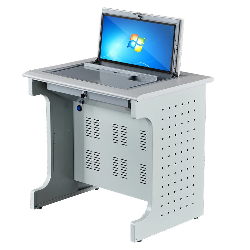 Modern Classroom School Furniture Flip up Computer Desk with Safety Box and Multifunction Features