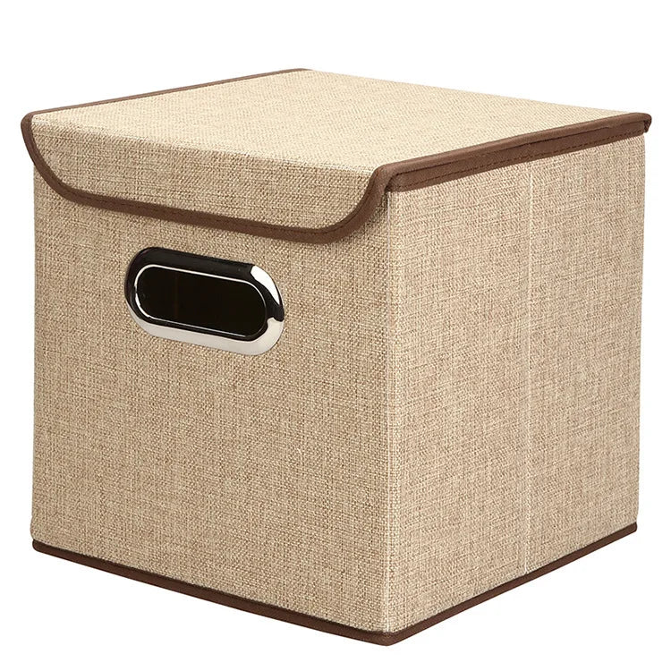 Large Capacity Customized Color and Size Cotton Fabric Multi-function Foldable Cloth Storage Box With Lid