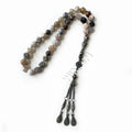 Islamic Bamboo Leaf Agate Stone 33-Tasbeeh Muslim Misbaha Prayer Beads Beaded Bracelet