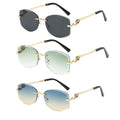 2024 Newest Retro Oval Rimless Sunglasses Luxury UV400 Eyeglasses Unisex Gold Frame Custom Sun Glasses for Ladies