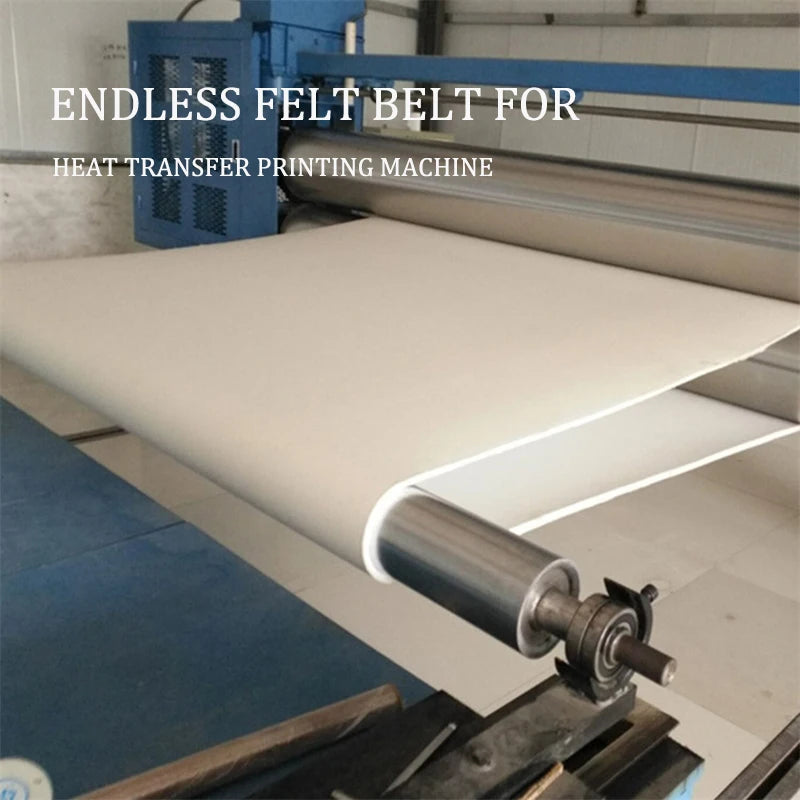 White Nomex and Polyester Abrasive Seamless Felt Belt Durable Medium Hardness 8mm/10mm Thickness for Heat Transfer Printing