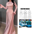 Brand Customization Simple Elegant Solid Color Floor-length Long Skirt Back Straps A-line Muslim Evening/Formal Dress Polyester