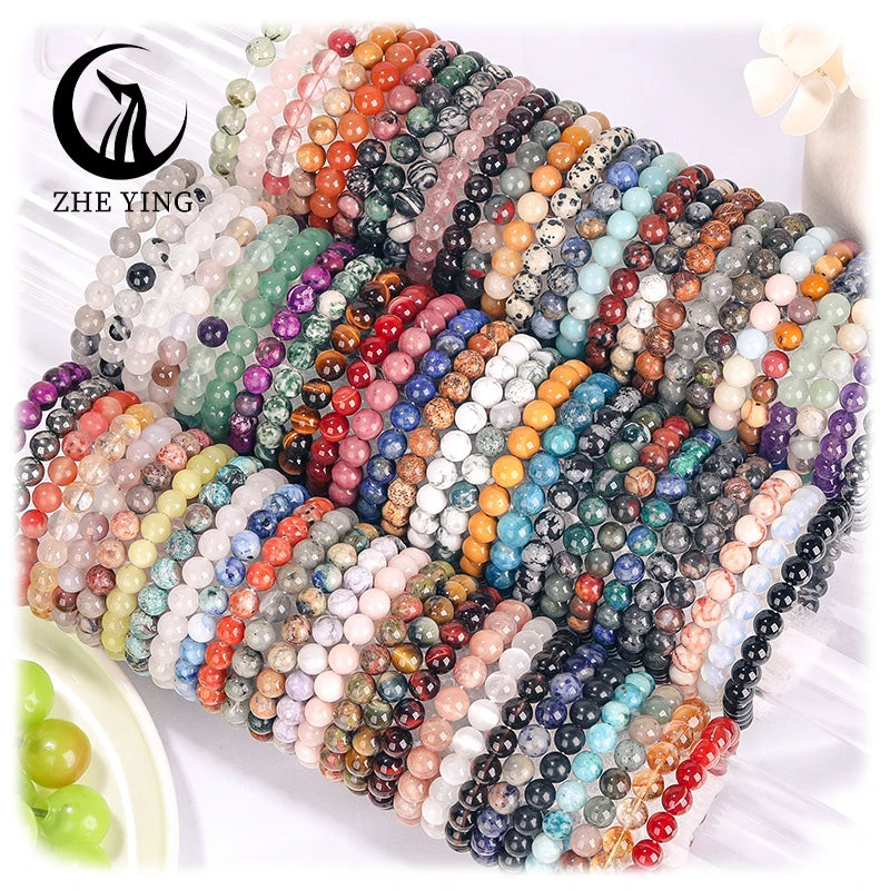 Zhe Ying 6/8/10mm Gemstone Healing Bracelet Wholesale Pulseras Para Mujer Crystal Bracelet Natural Stone Beads Bracelet