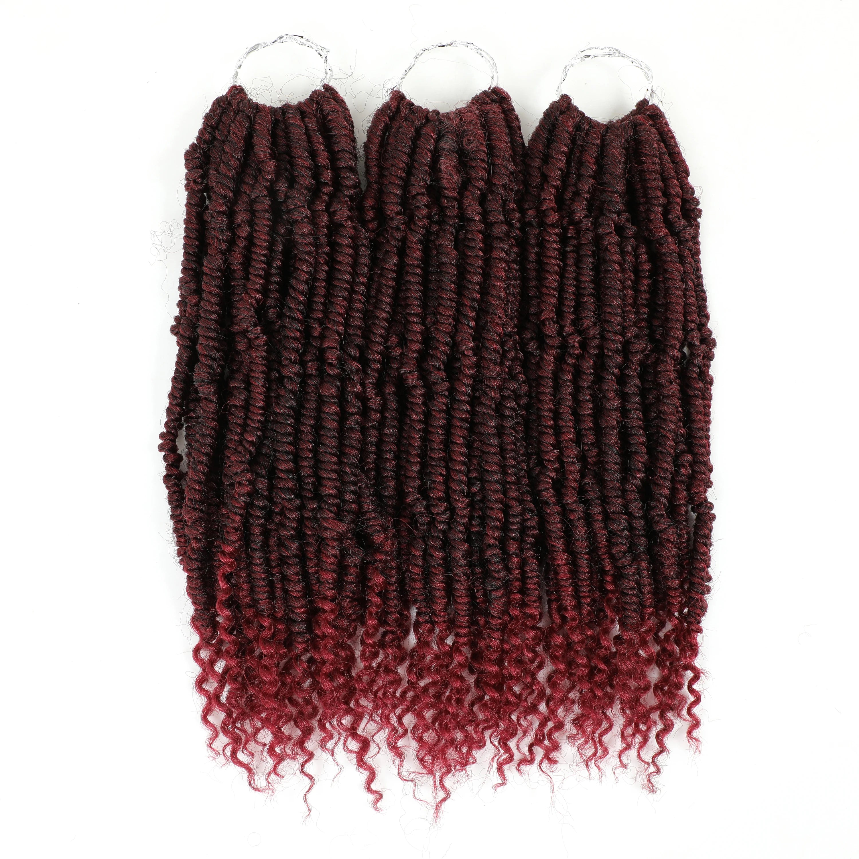Bomb Spring Twist Crochet Hair Prelooped Synthetic Braids Hair Extension 14 Inch for Women Mini Passion Twist