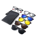 UNOC 5 in 1 Magnetic Clip-On Sunglasses for Men Women TR90 Optical Eyewear Polarized Lenses UV400 Protection PC Eyeglass Frames