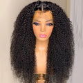 Invisible Knots High Density Cute Afro Kinky Curly Raw Indian Full Cuticle Aligned Human Hair Lace Front Wigs