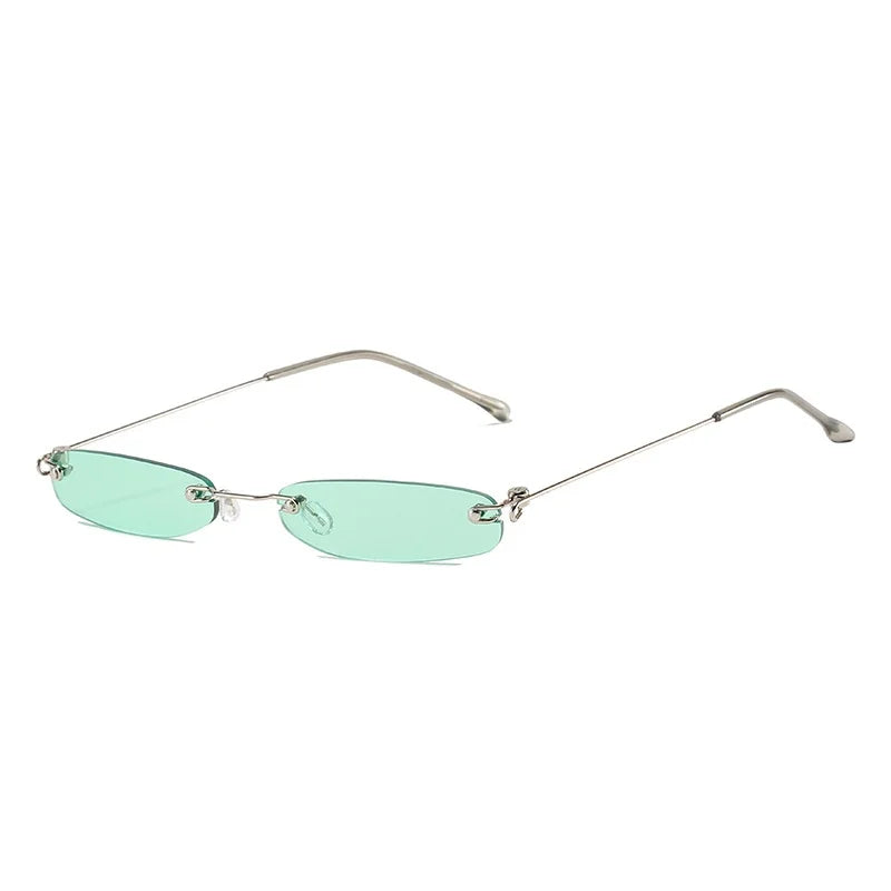 Candy Color Oval Designer Metal Frame Luxury Glasses Rimless Small Women Men Rectangular Custom Logo UV400 Sunglasses