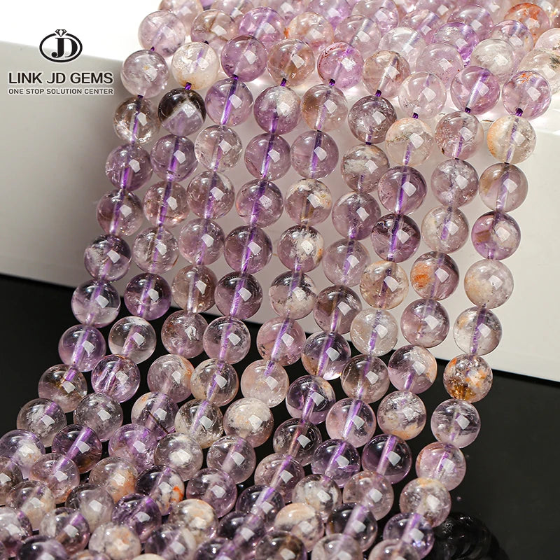 JD Wholesale Semi-precious 6mm/8mm/10mm Natural Astrist Amethyst Round Quartz Crystal Loose Spacer Beads for Jewelry Making