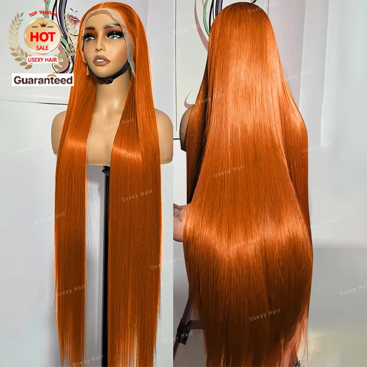 Peruvian Orange Ginger Lace Front Wig 100% Colored Wig Human Hair for Women Bone Straight 13x4 13x6 Lace Frontal Wig Pre Plucked