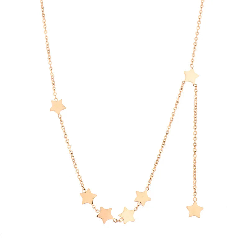European and American Personalized Necklace Star Pendant 316L Stainless Steel Star Necklace for Female