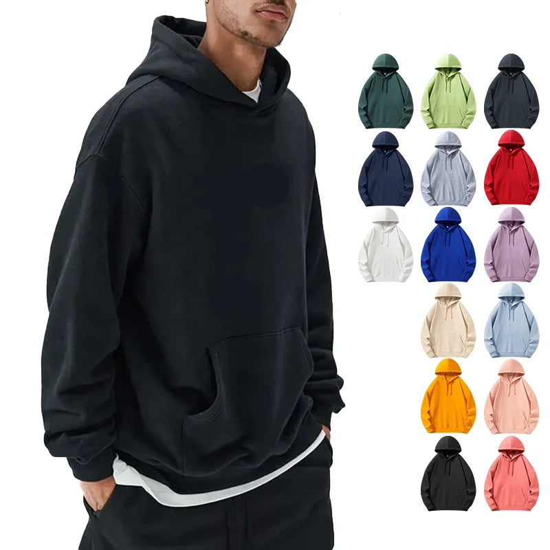 300G 330G Unisex Premium Plus Size Hoodie Sweatshirts 100% Cotton Solid Pattern 3D Embroidery XL Size Hoodie
