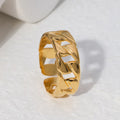 No Fade 18K Gold Plated Stainless Steel Simple Chunky Chain Shaped Unisex Finger Rings for Engagement & Party Jewelry