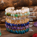 Adjustable Women's Open Cuff Bracelet with Citrine Crystal Gemstone Chip Beads Healing Mineral Stone Fashion Bangle