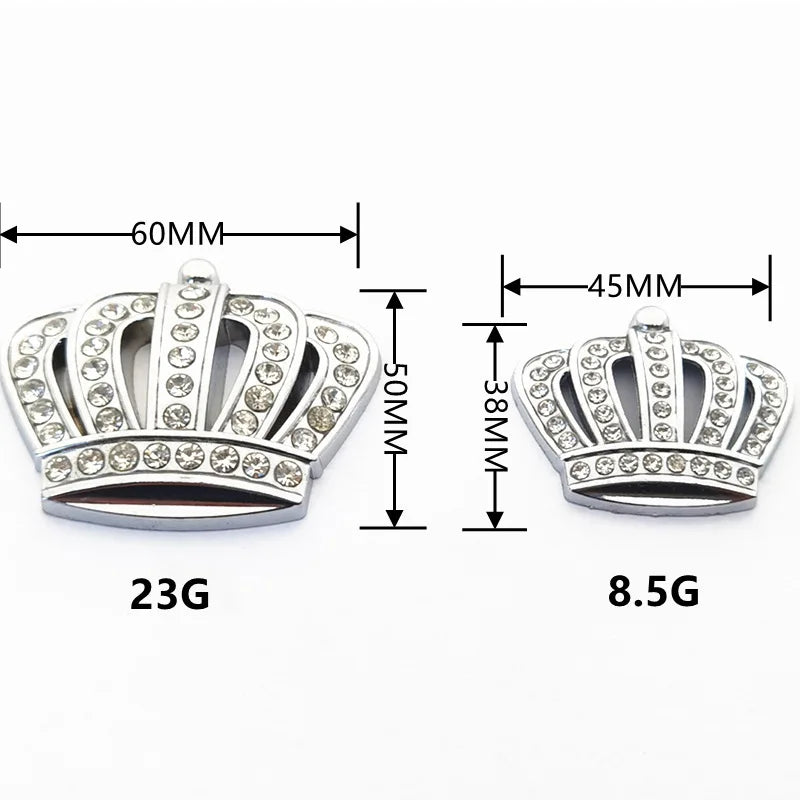 Car Metal Logo Refitted Crown Inlaid With Diamond Car Sticker Three-Dimensional Metal Crown Logo With Diamond